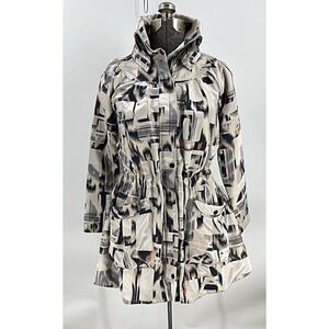 Samuel dong retro print zip snap front bubble coat S
